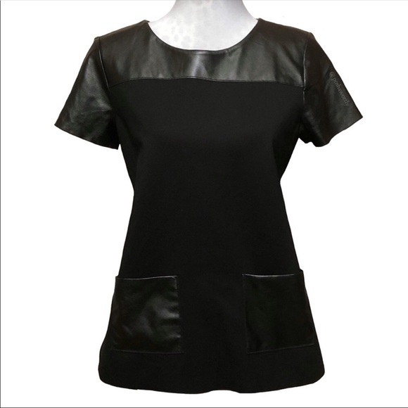 Ann Taylor Tops - Ann Taylor Leather Trimmed Tunic